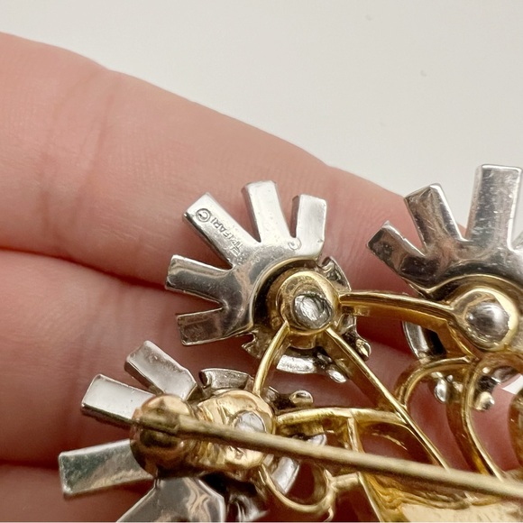 Vtg Crown Trifari Alfred Philippe Purple Thistle Flower Brooch & Earrings AS IS - Picture 11 of 12